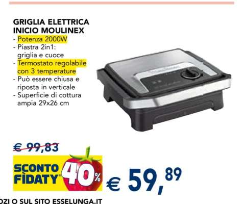 GRIGLIA ELETTRICA INICIO MOULINEX