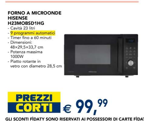 FORNO A MICROONDE HISENSE H23MOBSD1HG