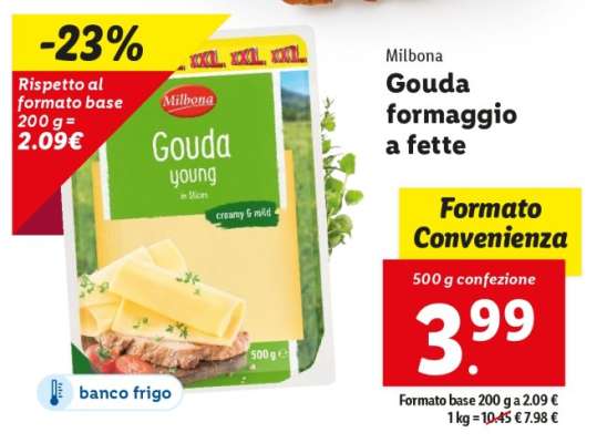 Milbona Gouda formaggio a fette