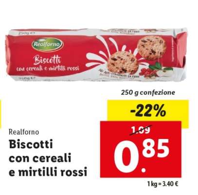 Realforno Biscotti con cereali e mirtilli rossi