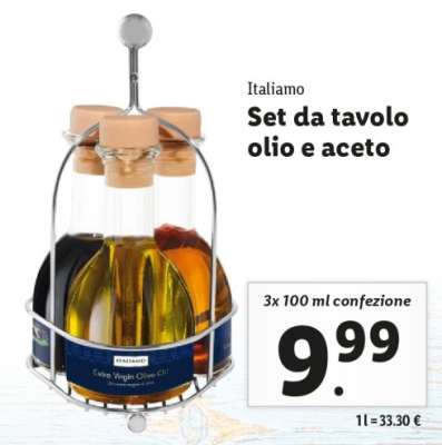 Set da tavolo olio e aceto
