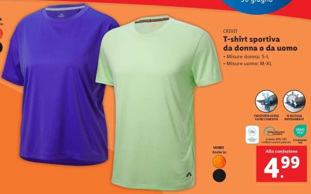 CRIVIT T-shirt sportiva da donna o da uomo