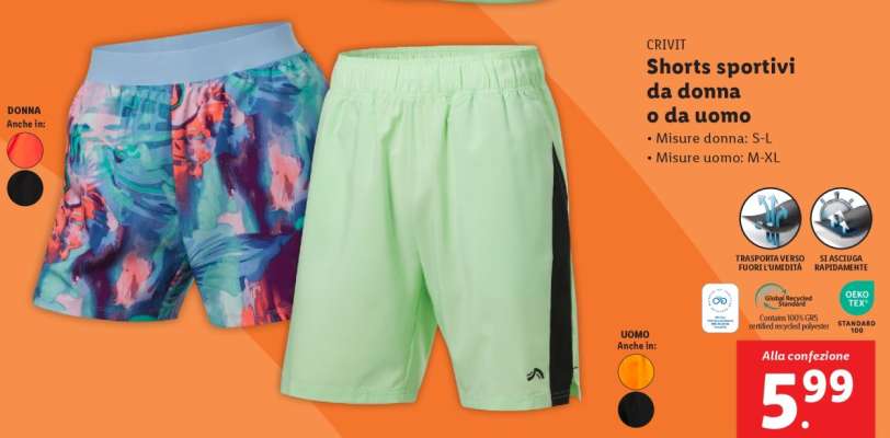 CRIVIT Shorts sportivi da donna o da uomo
