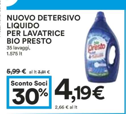 Nuovo Detersivo Liquido per Lavatrice Bio Presto