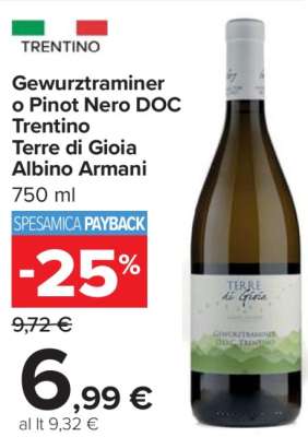 Gewurztraminer o Pinot Nero DOC Trentino Terre di Gioia Albino Armani