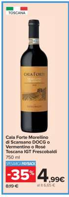 Cala Forte Morellino di Scansano DOCG o Vermentino o Rosé Toscana IGT Frescobaldi