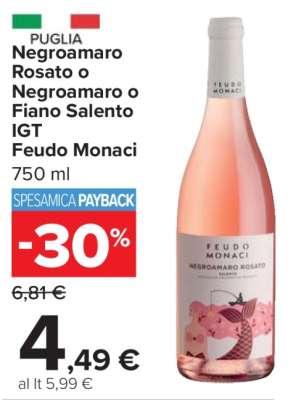 Negroamaro Rosato o Negroamaro o Fiano Salento IGT Feudo Monaci