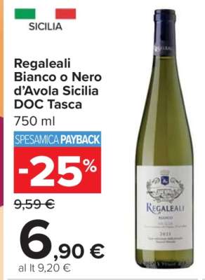 Regaleali Bianco o Nero d’Avola Sicilia DOC Tasca