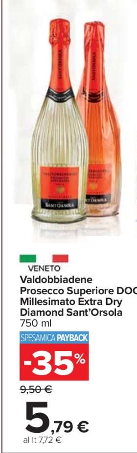 Valdobbiadene Prosecco Superiore DOCG Millesimato Extra Dry Diamond Sant'Orsola