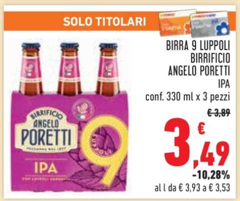 BIRRA 9 LUPPOLI BIRRIFICIO ANGELO PORETTI IPA