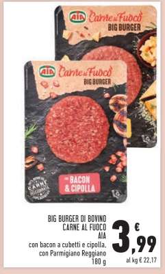 BIG BURGER DI BOVINO CARNE AL FUOCO AIA