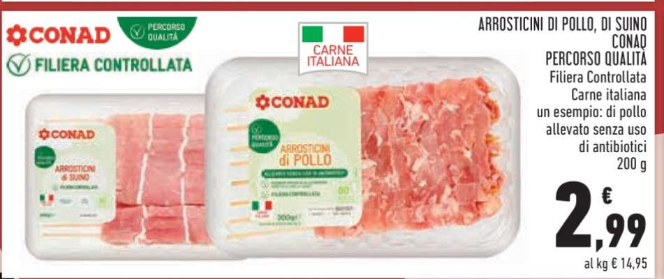 ARROSTICINI DI POLLO, DI SUINO CONAD