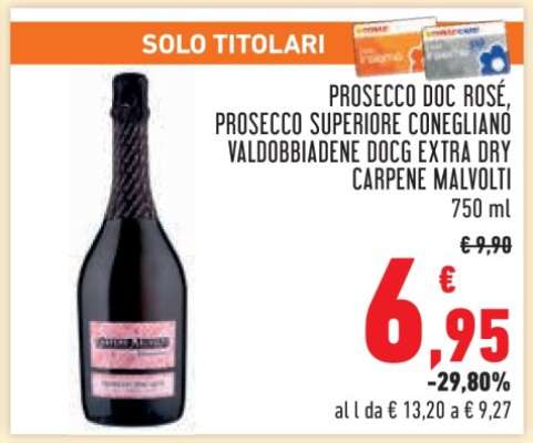 Prosecco DOC Rosé, Prosecco Superiore Conegliano Valdobbiadene DOCG Extra Dry Carpenè Malvolti