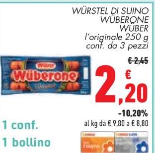 WÜRSTEL DI SUINO WÜBERONE WÜBER