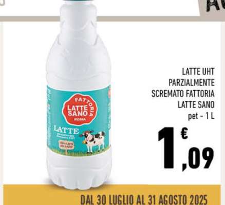 LATTE UHT PARZIALMENTE SCREMATO FATTORIA LATTE SANO