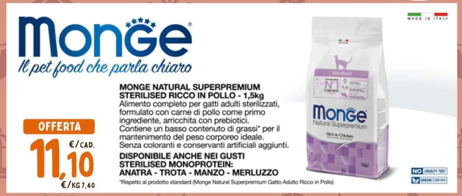 Monge Natural Superpremium Sterilised Ricco in Pollo
