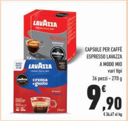 Capsule per caffè espresso Lavazza A Modo Mio