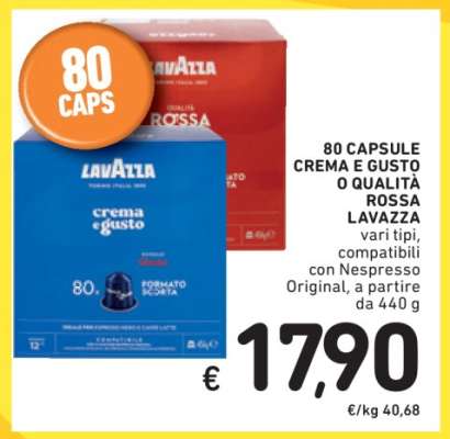 80 CAPSULE CREMA E GUSTO O QUALITÀ ROSSA LAVAZZA