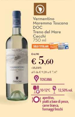 VERMENTINO MAREMMA TOSCANA DOC TRENO DEL MARE CECCHI 750 ml