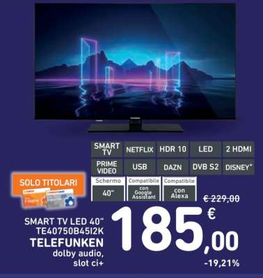 SMART TV LED 40” TE40750B4512K TELEFUNKEN