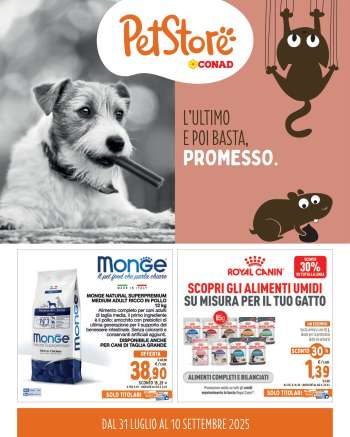 Volantino Pet Store Conad - 31/7/2025 - 10/9/2025.
