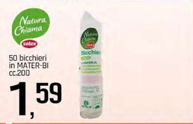 50 bicchieri in MATER-BI cc.200