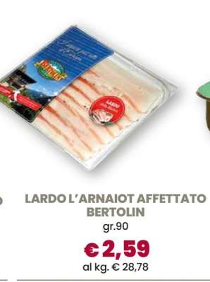 LARDO L'ARNAIOT AFFETTATO BERTOLIN