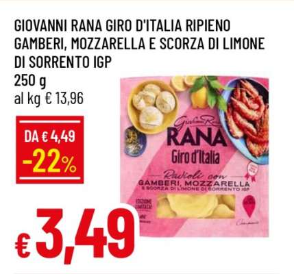 GIOVANNI RANA GIRO D'ITALIA RIPIENO GAMBERI, MOZZARELLA E SCORZA DI LIMONE DI SORRENTO IGP