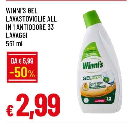WINNI'S GEL LAVASTOVIGLIE ALL IN 1 ANTIODORE 33 LAVAGGI
