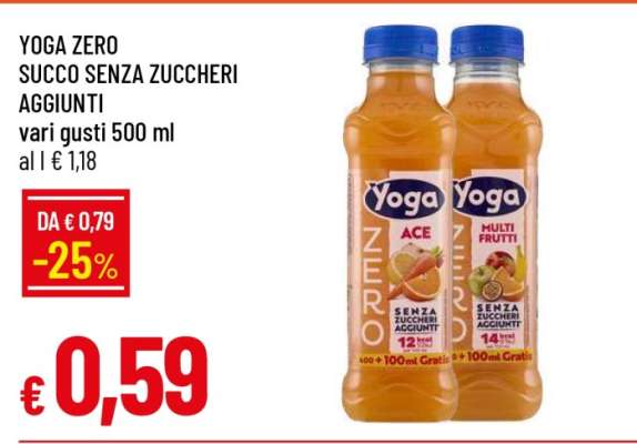 YOGA ZERO SUCCO SENZA ZUCCHERI AGGIUNTI