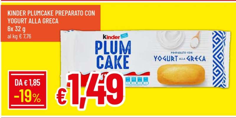 KINDER PLUMCAKE PREPARATO CON YOGURT ALLA GRECA