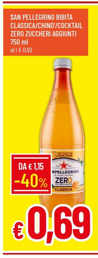 SAN PELLEGRINO BIBITA CLASSICA/CHINO/COCKTAIL ZERO ZUCCHERI AGGIUNTI