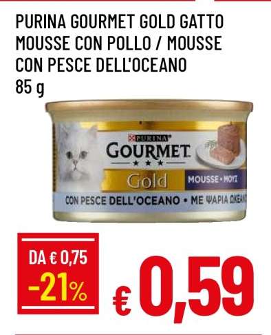 PURINA GOURMET GOLD GATTO MOUSSE CON POLLO / MOUSSE CON PESCE DELL'OCEANO