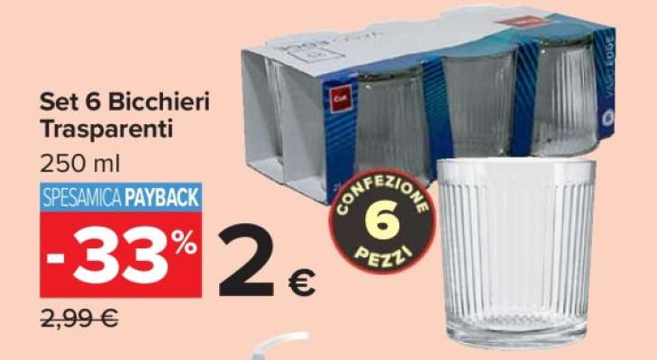 Set 6 bicchieri trasparenti