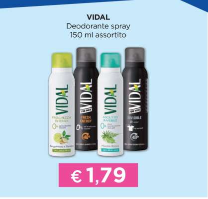 VIDAL Deodorante spray 150 ml assortito