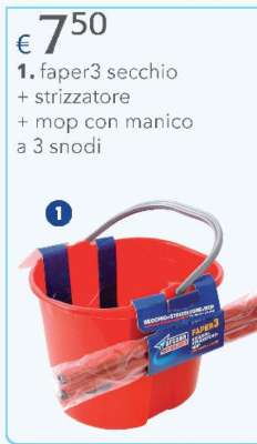 faper3 secchio + strizzatore + mop con manico a 3 snodi