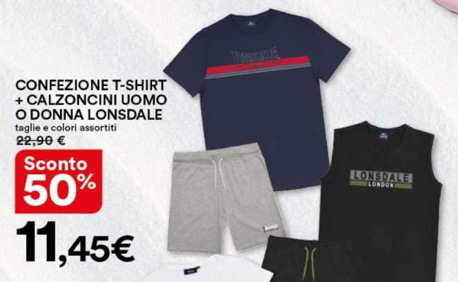 CONFEZIONE T-SHIRT + CALZONCINI UOMO O DONNA LONSDALE