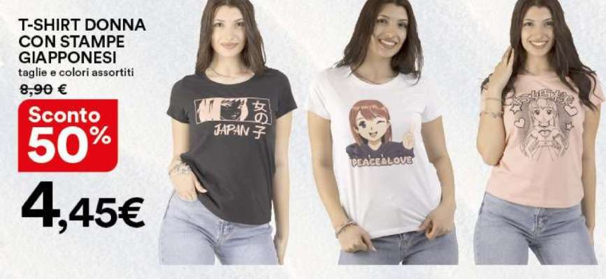 T-SHIRT DONNA CON STAMPE GIAPPONESI
