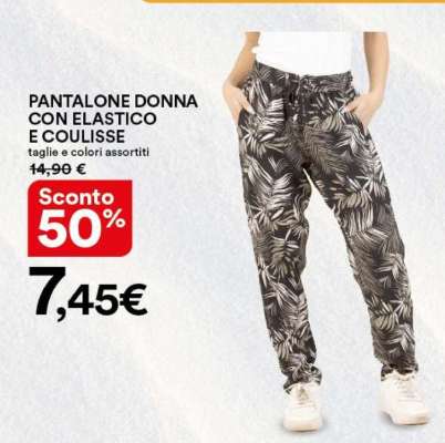 PANTALONE DONNA CON ELASTICO E COULISSE
