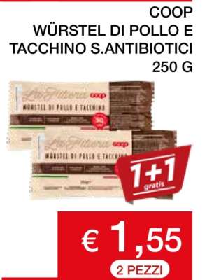 COOP WÜRSTEL DI POLLO E TACCHINO S.ANTIBIOTICI 250 G