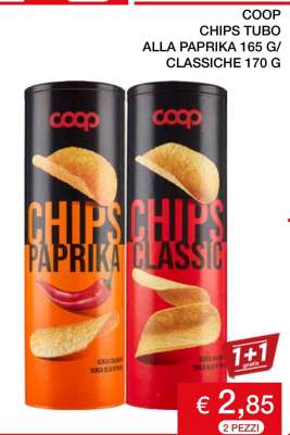 COOP CHIPS TUBO ALLA PAPRIKA 165 G/ CLASSICHE 170 G