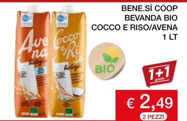 BENE.SÌ COOP BEVANDA BIO COCCO E RISO/AVENA 1 LT