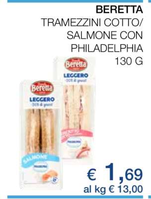 BERETTA TRAMEZZINI COTTO/SALMONE CON PHILADELPHIA