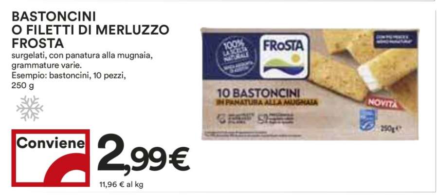 BASTONCINI O FILETTI DI MERLUZZO FROSTA