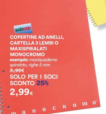 Copertine ad anelli, cartella 3 lembi o maxispiralati monocromo