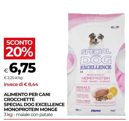 ALIMENTO PER CANI CROCCHETTE SPECIAL DOG EXCELLENCE MONOPROTEIN MONGE
