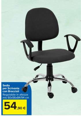 Sedia per Scrivania con Braccioli