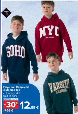 Felpa con Cappuccio e Stampa Tex