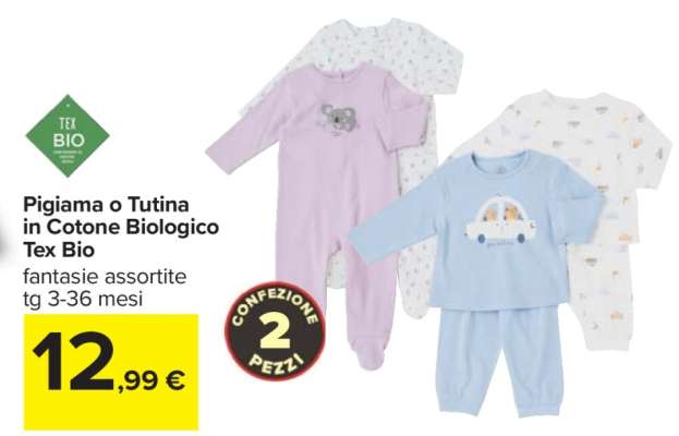 Pigiama o Tutina in Cotone Biologico Tex Bio