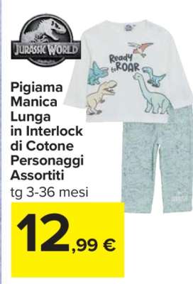 Pigiama Manica Lunga in Interlock di Cotone Personaggi Assortiti